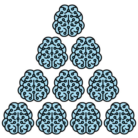 Illustration of brains stacked in a grid