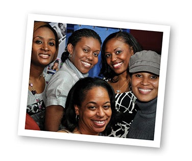 Clockwise from left: Kadian McIntosh, Brandy Morrison, Eleisha Nelson-Reed, Shanita Woodard and Kimberly Smith at a networking event, 2011
