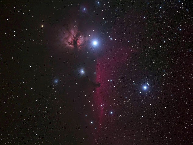 Flame and Horsehead Nebulae. Photo by Rick Fienberg