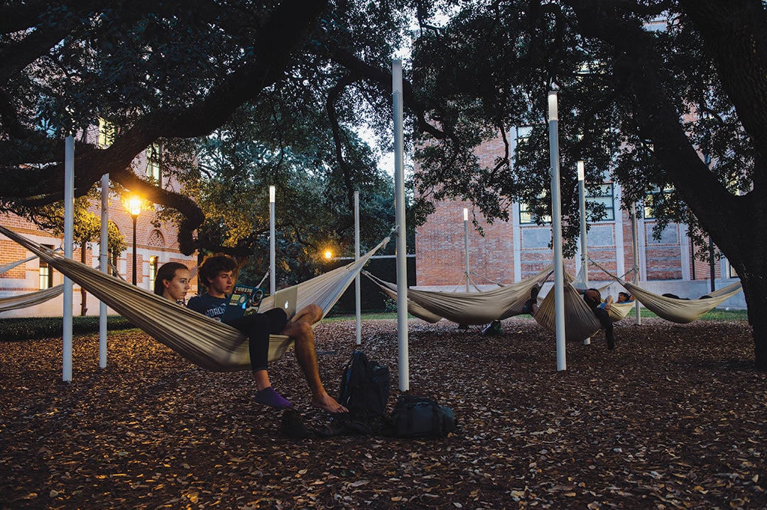 Students on hammocks