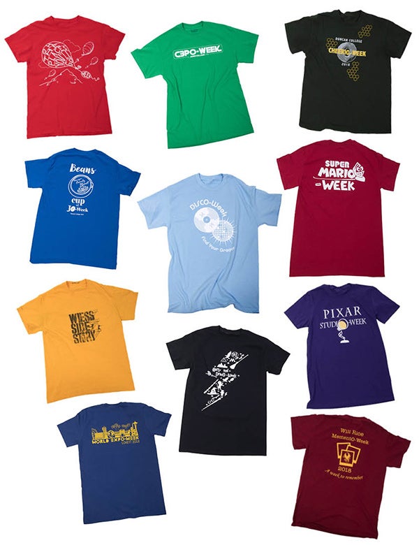 Rice residential college o-week t-shirts