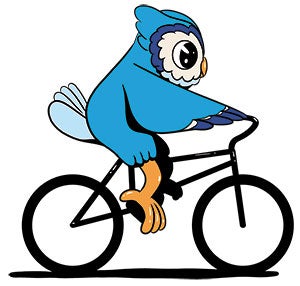 Owl riding a bike
