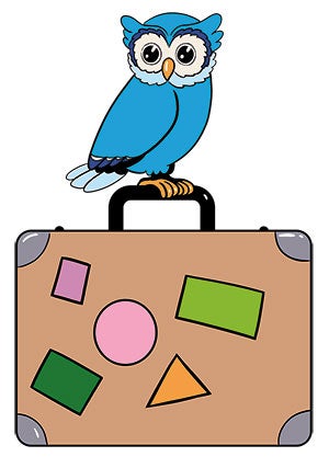 Owl with a suitcase
