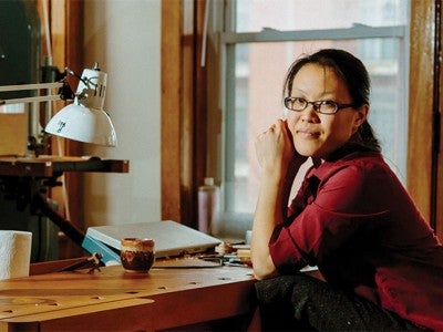 MJ Kwan in her workshop. Photo by Lucy Hewett