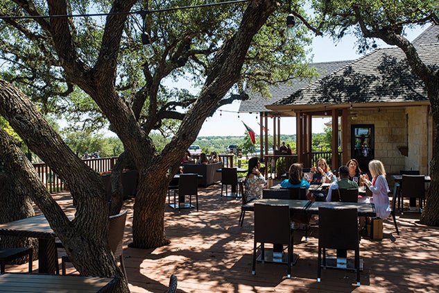 Great wine easily pairs with a perfect view on the patio. Photo by Tommy LaVergne