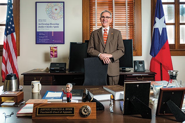 Spain in his office at the 1910 Harris County Courthouse. Photo by Jeff Fitlow