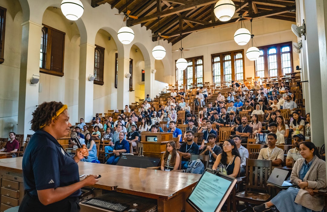 Students in class at Herzstein Hall