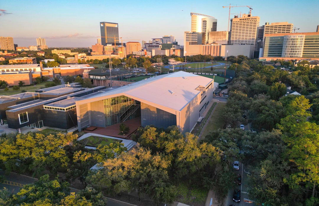Aerial photo of Sarofim Hall