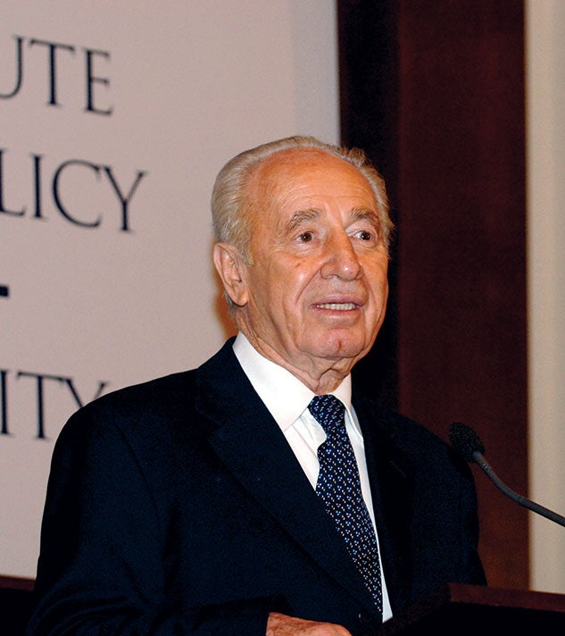 Nobel laureate and former Israeli Prime Minister Shimon Peres at the Baker Institute in 2006