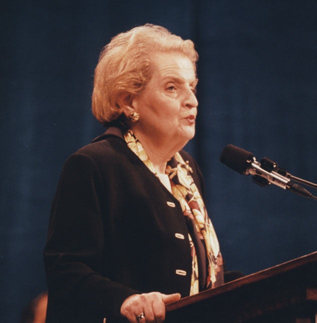 Madeleine Albright, the first female secretary of state, delivered a major public policy address at Rice in 1997.