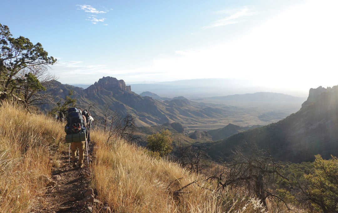 Rope participants backpacking in Big Bend National Park