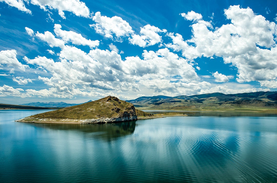 Here, Montana’s big sky is reflected in the Clark Canyon Reservoir, and Camp Fortunate, where the explorers met the Shoshone tribe, is beneath the water.