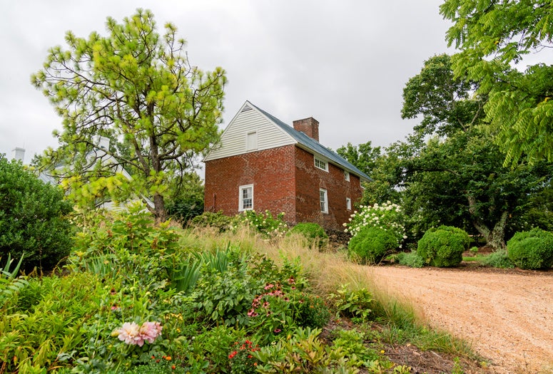 Exterior photo of the brick kitchen