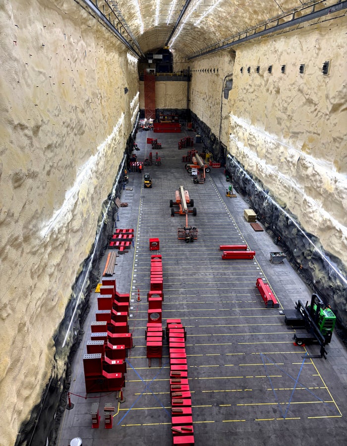 Photo of massive underground cavern being prepared for the Deep Underground Neutrino Experiment (DUNE) 