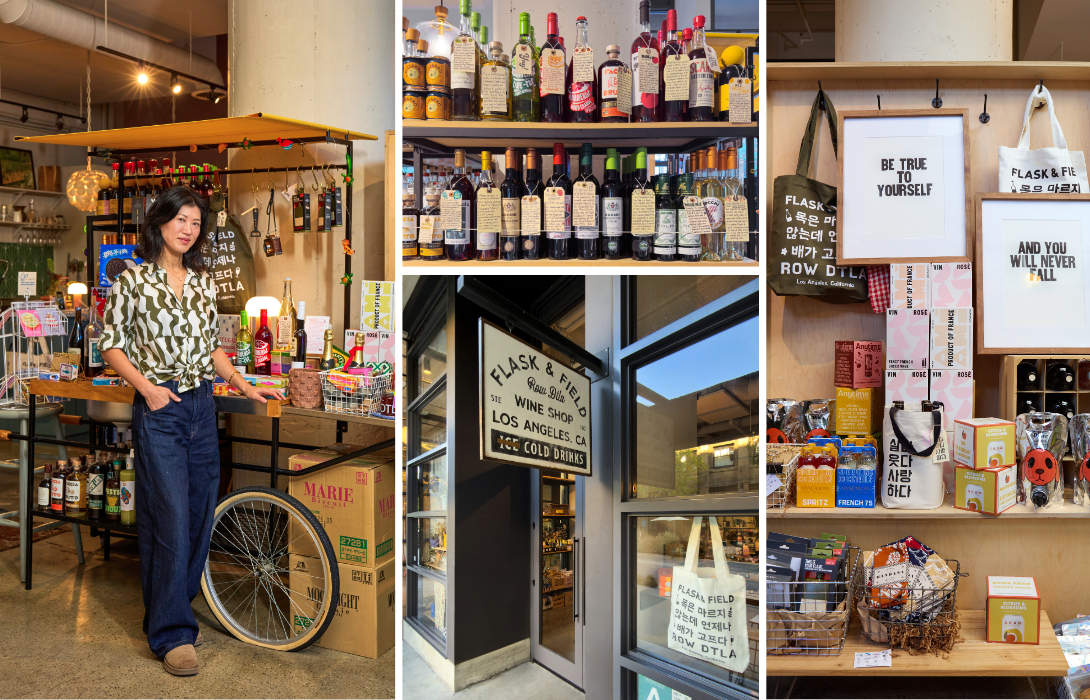 Photos of Miriam Yoo and her wine shop