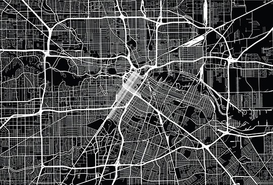 A map of central Houston