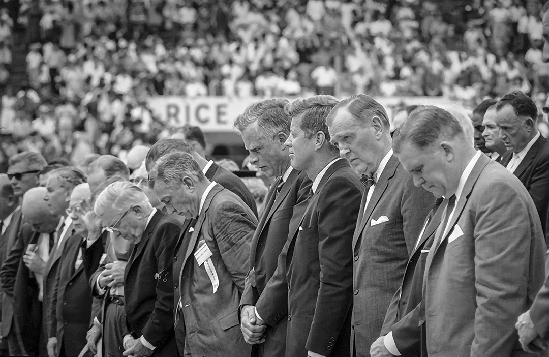 JFK at the convocation at Rice Stadium in 1962. Photo by Bob Gomel