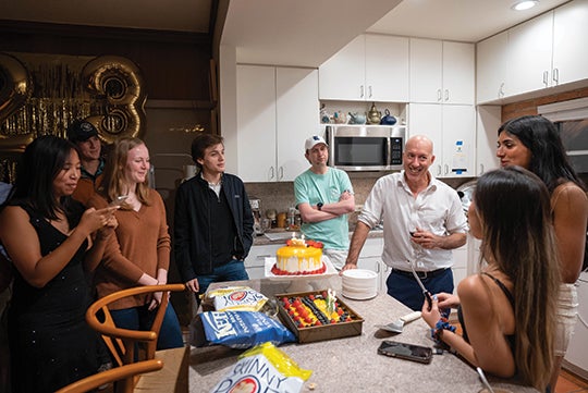 Luis Duno-Gottberg hosts a wine and cheese  tasting for seniors at the Baker College Magister’s House.