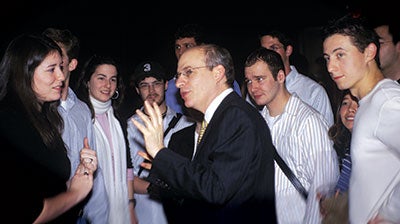 David Leebron talks with students, 2009.