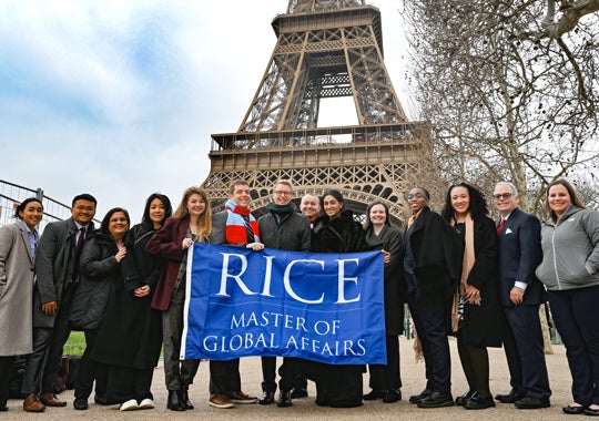MGA students in Paris in front of the Eiffel tower