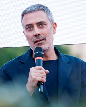 Photo of Andrea Bajani as a speaker at a Premio Strega 2025 event