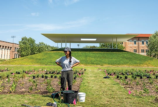 A pop-up prairie garden in the shadow of Rice’s Shepherd School of Music and adjacent to the Turrell Skyspace intends to exemplify what Houston’s future landscape could look like.
