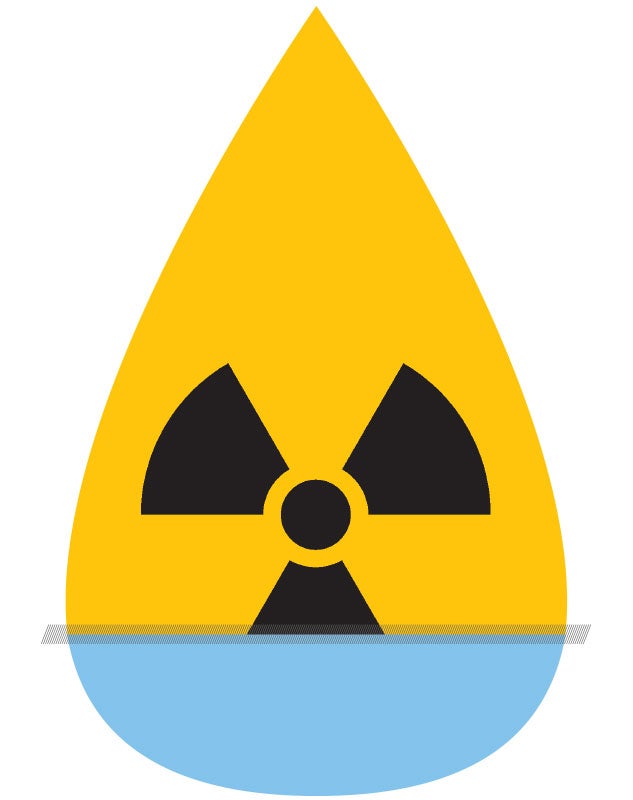 Illustration depicting a radioactive water droplet