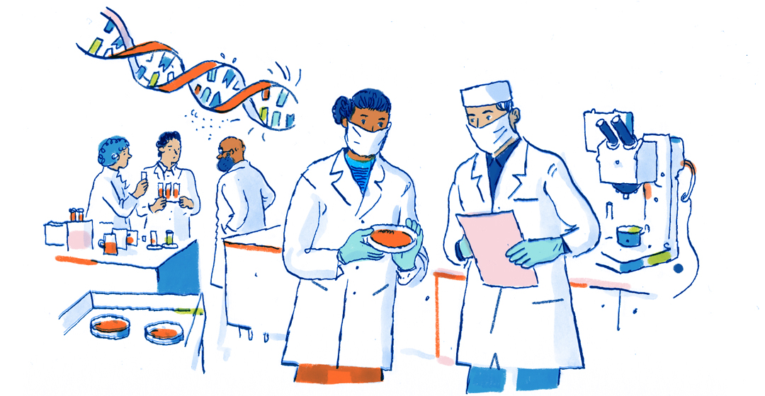 Illustration of lab technicians