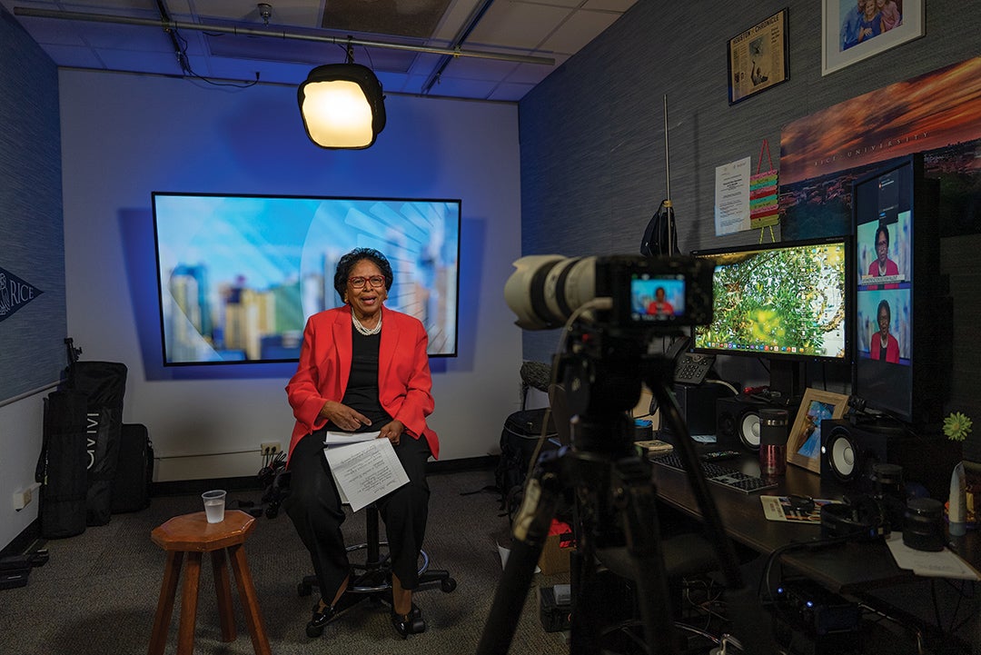 Ruth Simmons in broadcast studio