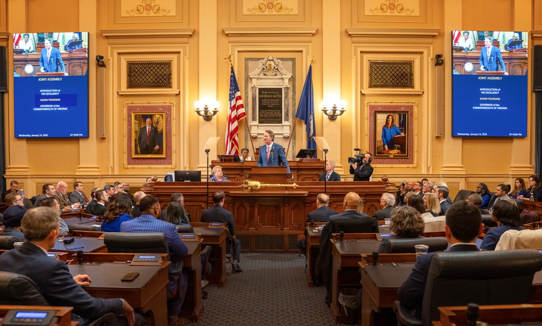 Photo of Glenn Youngkin at the Capitol building in Richmond, VA