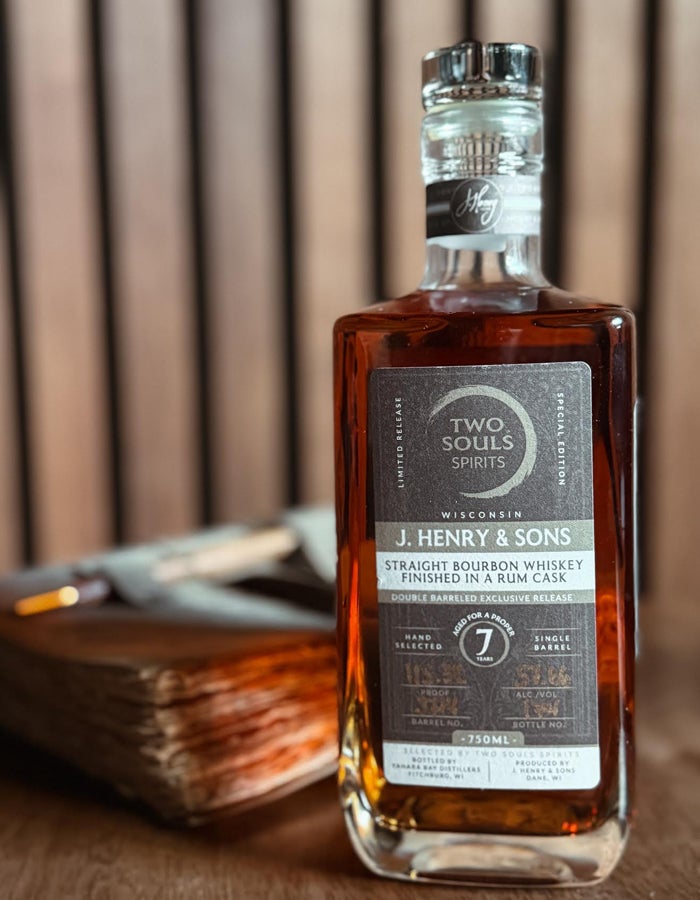 Photo of a bottle of Two Souls Spirits bourbon