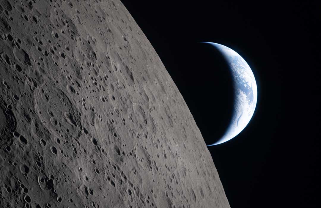 Astronaut photo of moon fly by