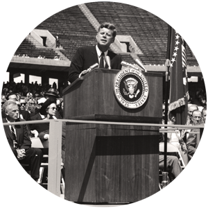 JFK giving speech at Rice