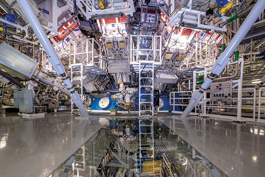 The target chamber of the National Ignition Facility