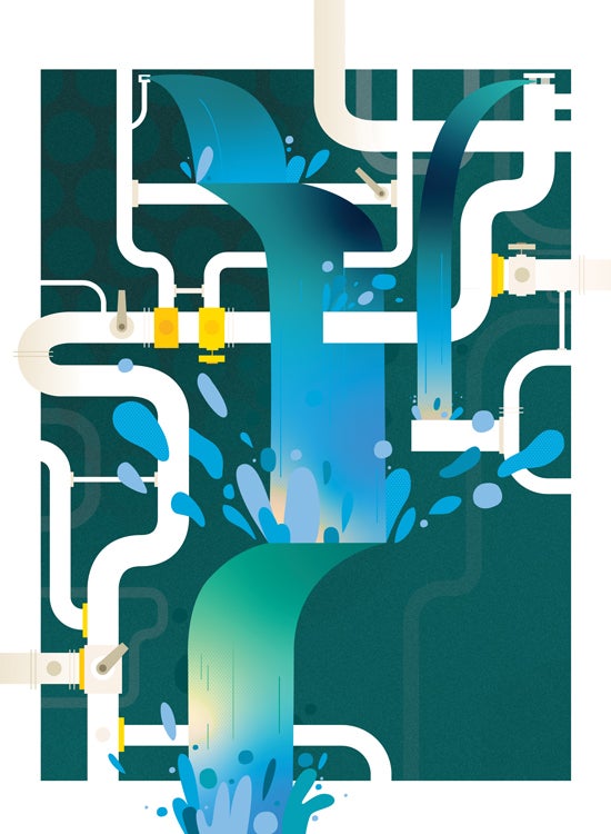 Water flowing through pipes