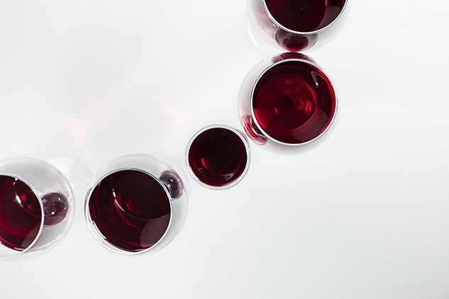 red wine in glasses