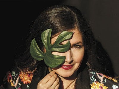 Maria Failla with leaf over face
