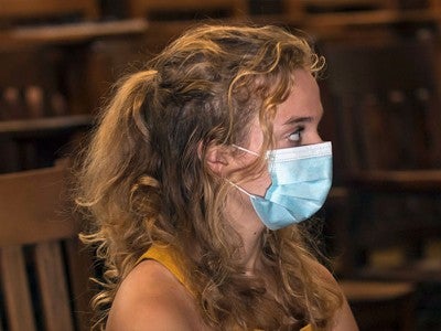 Female student wearing mask