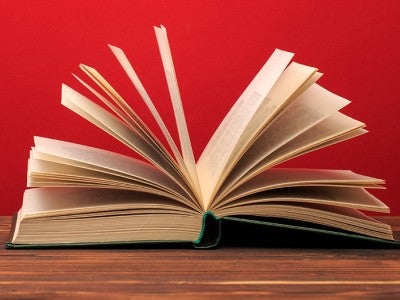 Book on red background