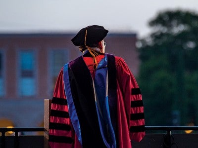 Photo of David Leebron at Commencement