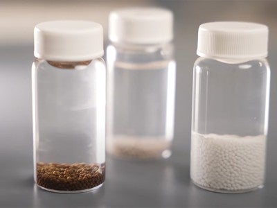 These vials contain drug-producing beads that can be implanted with minimally invasive surgery to deliver continuous, high doses of interleukin-2.