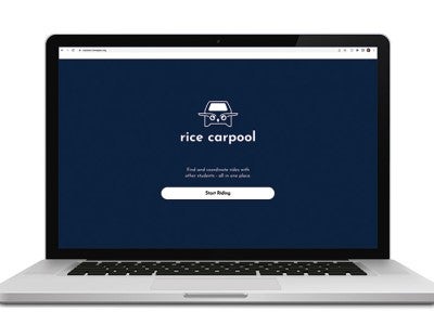 A computer with the rice carpool app on the screen