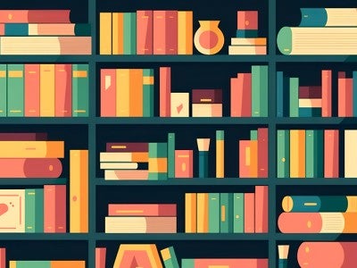 Illustration of books on a shelf