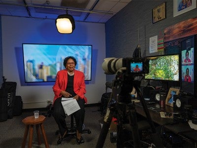 Ruth Simmons in broadcast studio
