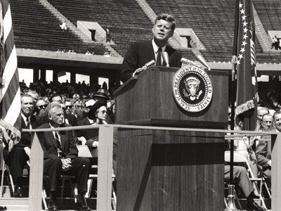 In 1962, John F. Kennedy delivered a speech in Rice Stadium