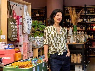 Photo of Miriam Yoo in her wine shop
